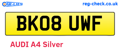 BK08UWF are the vehicle registration plates.