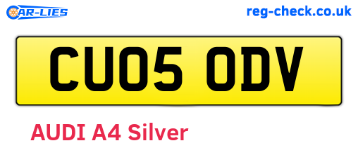 CU05ODV are the vehicle registration plates.