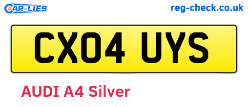 CX04UYS are the vehicle registration plates.