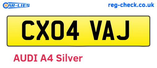 CX04VAJ are the vehicle registration plates.