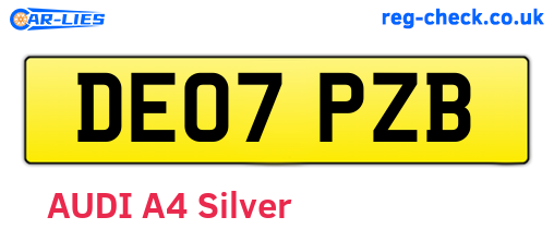 DE07PZB are the vehicle registration plates.