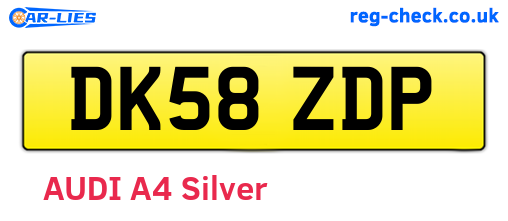 DK58ZDP are the vehicle registration plates.