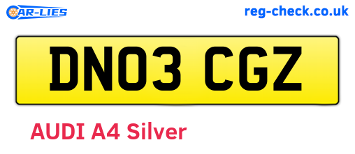 DN03CGZ are the vehicle registration plates.