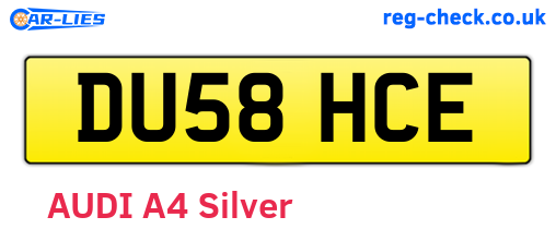 DU58HCE are the vehicle registration plates.