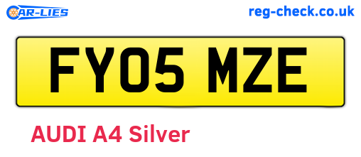 FY05MZE are the vehicle registration plates.