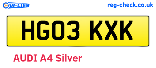 HG03KXK are the vehicle registration plates.