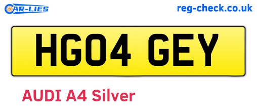 HG04GEY are the vehicle registration plates.