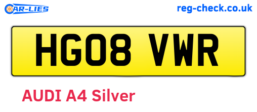 HG08VWR are the vehicle registration plates.