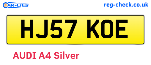 HJ57KOE are the vehicle registration plates.