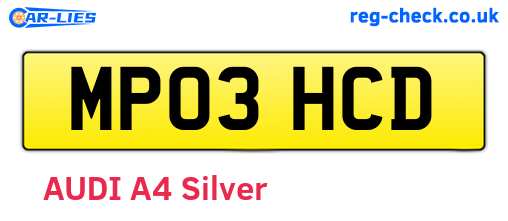 MP03HCD are the vehicle registration plates.