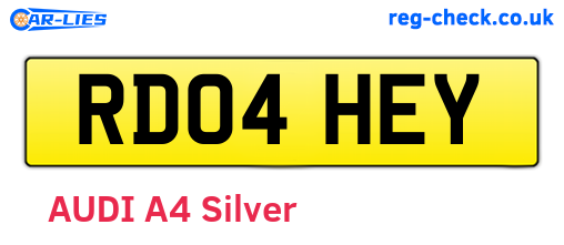 RD04HEY are the vehicle registration plates.