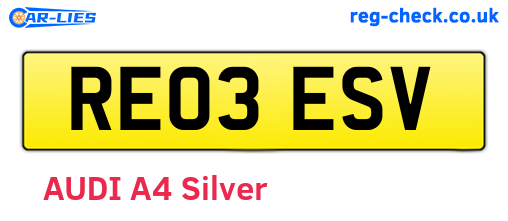 RE03ESV are the vehicle registration plates.