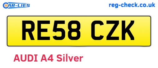 RE58CZK are the vehicle registration plates.