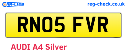 RN05FVR are the vehicle registration plates.