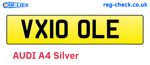 VX10OLE are the vehicle registration plates.