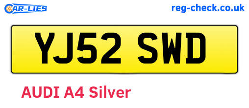 YJ52SWD are the vehicle registration plates.