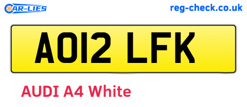 AO12LFK are the vehicle registration plates.
