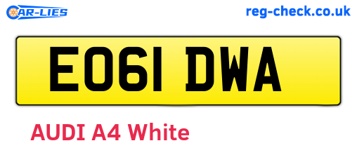 EO61DWA are the vehicle registration plates.
