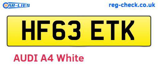 HF63ETK are the vehicle registration plates.