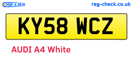 KY58WCZ are the vehicle registration plates.
