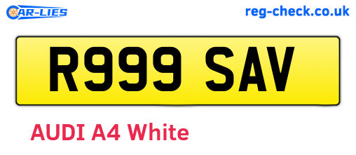 R999SAV are the vehicle registration plates.