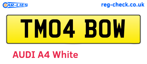 TM04BOW are the vehicle registration plates.