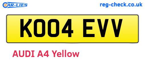 KO04EVV are the vehicle registration plates.