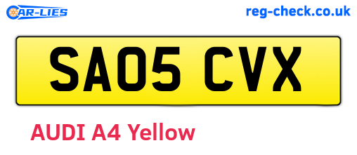 SA05CVX are the vehicle registration plates.