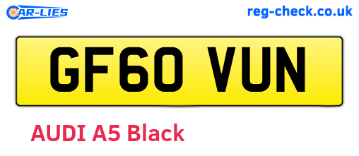 GF60VUN are the vehicle registration plates.