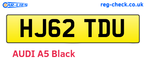 HJ62TDU are the vehicle registration plates.