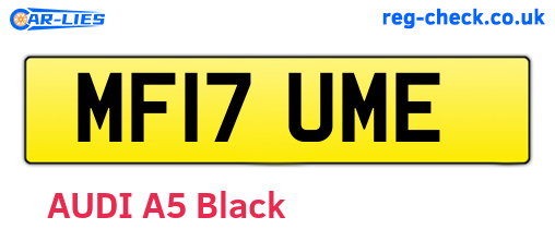 MF17UME are the vehicle registration plates.