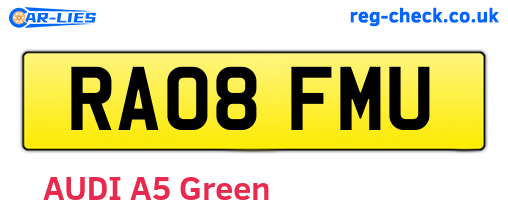 RA08FMU are the vehicle registration plates.
