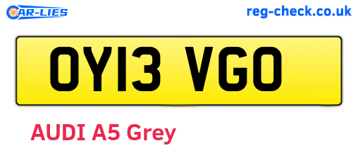 OY13VGO are the vehicle registration plates.