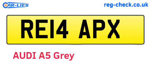 RE14APX are the vehicle registration plates.