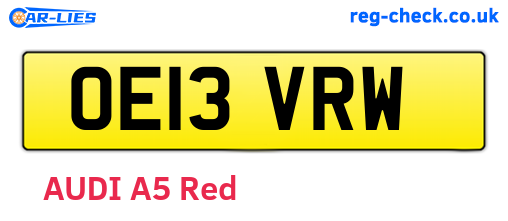 OE13VRW are the vehicle registration plates.