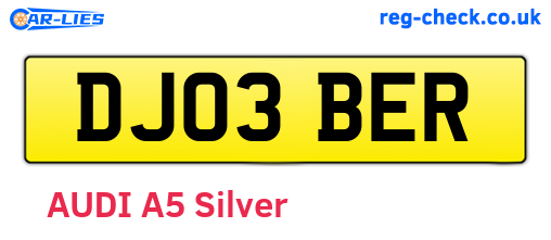 DJ03BER are the vehicle registration plates.