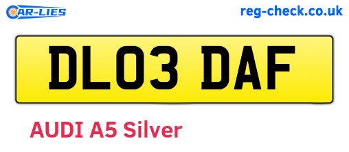 DL03DAF are the vehicle registration plates.