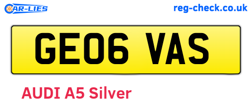 GE06VAS are the vehicle registration plates.