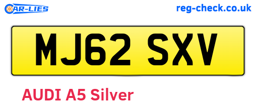 MJ62SXV are the vehicle registration plates.