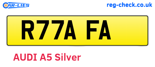 R77AFA are the vehicle registration plates.
