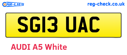 SG13UAC are the vehicle registration plates.
