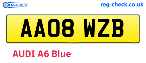 AA08WZB are the vehicle registration plates.