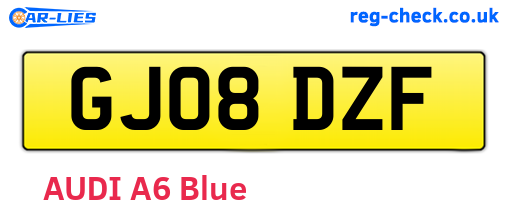 GJ08DZF are the vehicle registration plates.