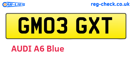 GM03GXT are the vehicle registration plates.