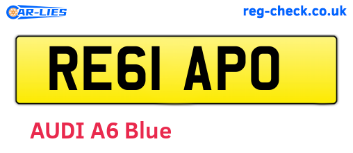 RE61APO are the vehicle registration plates.