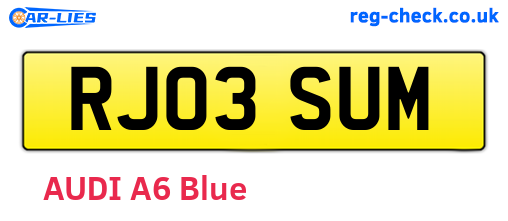 RJ03SUM are the vehicle registration plates.