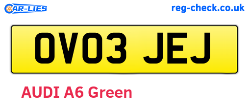 OV03JEJ are the vehicle registration plates.