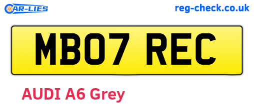 MB07REC are the vehicle registration plates.