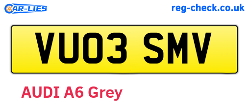 VU03SMV are the vehicle registration plates.