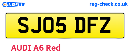 SJ05DFZ are the vehicle registration plates.